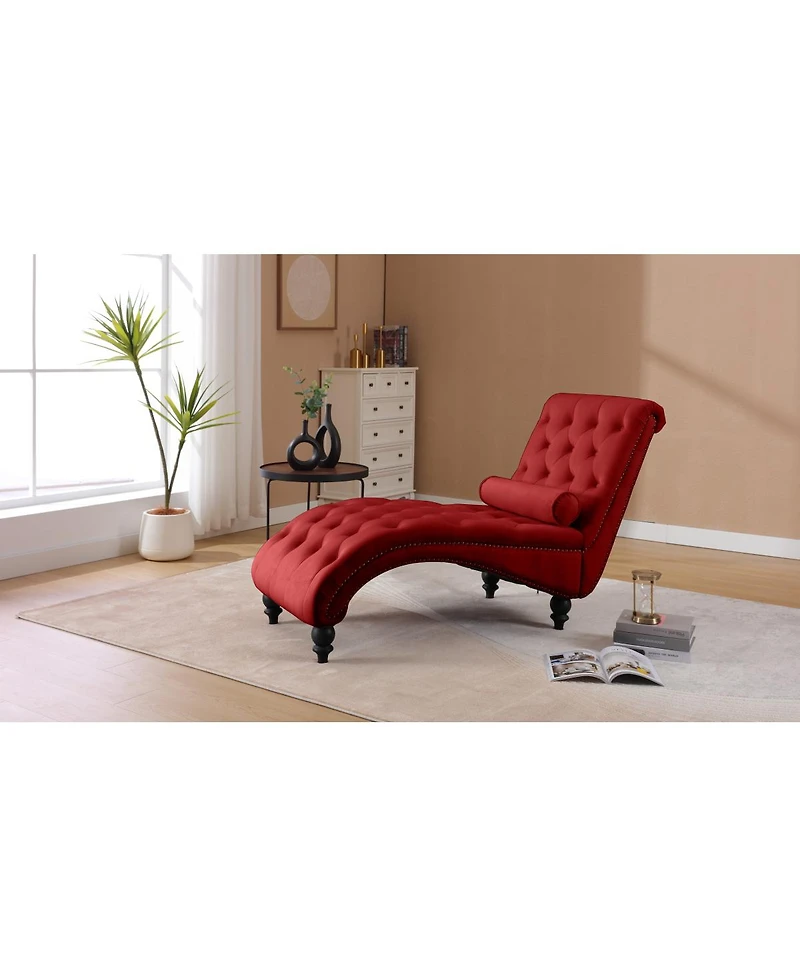 Streamdale Furniture Classical Velvet Recliner Chair with Button Tufting and Nailhead Trim