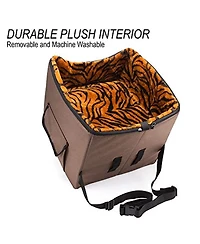 Arf Pets Dog Booster Car Seat with Adjustable Straps Foam Base Tether Strap Plush Washable Lining