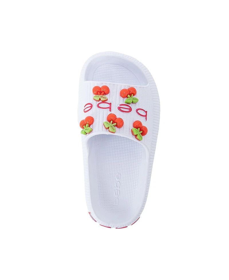 Bebe Little Girls Girls Eva Slide - Lightweight Comfy Slide Sandals with Cherry Charms