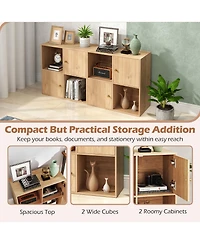 Slickblue Modern 3 Tier Bookshelf with 4 Cubes and Cabinet Storage
