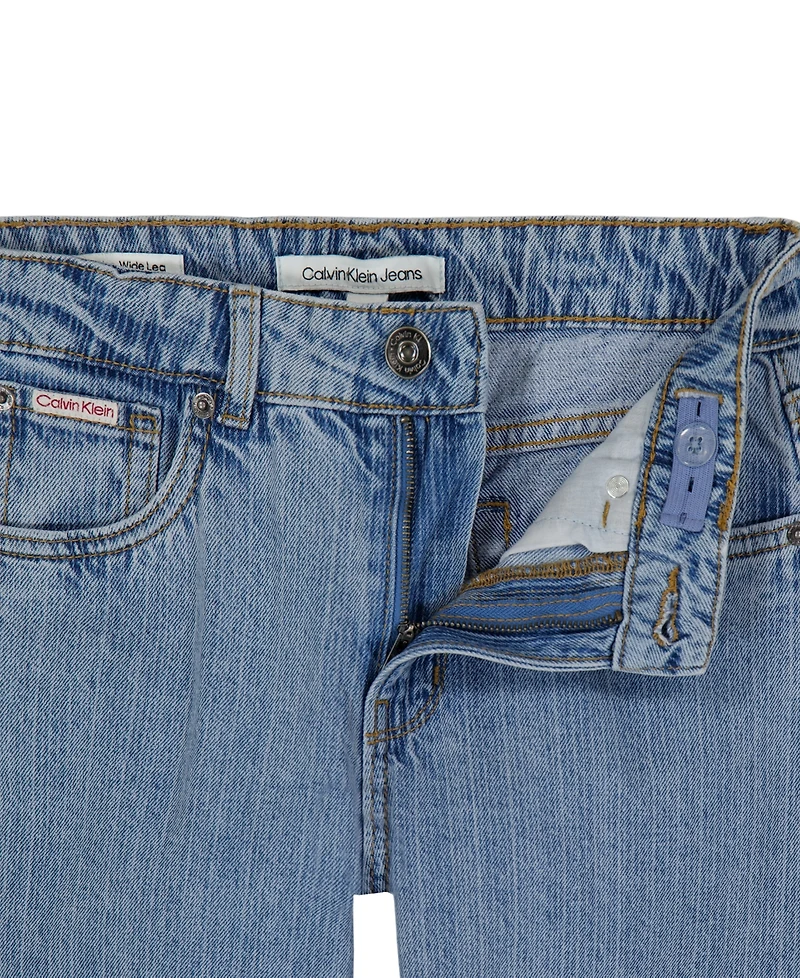 Calvin Klein Girls' 7-16 Wide-Leg Denim Jeans