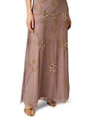 Adrianna Papell Women's Blouson Crewneck Beaded Ball Gown
