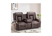 Aecojoy Recliner Loveseat with ConsoleandBluetooth Speakers, Manual Rv Reclining Sofa