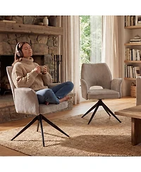 Streamdale Furniture Set of 2 Modern Fabric Rotating Dining Chairs
