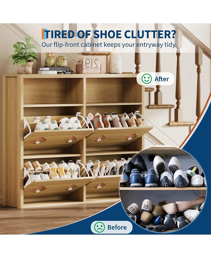 gaomon 4 Flip Freestanding Drawers Shoe Cabinet, Shoe Rack Cabinet for Entryway