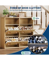 gaomon 4 Flip Freestanding Drawers Shoe Cabinet, Shoe Rack Cabinet for Entryway