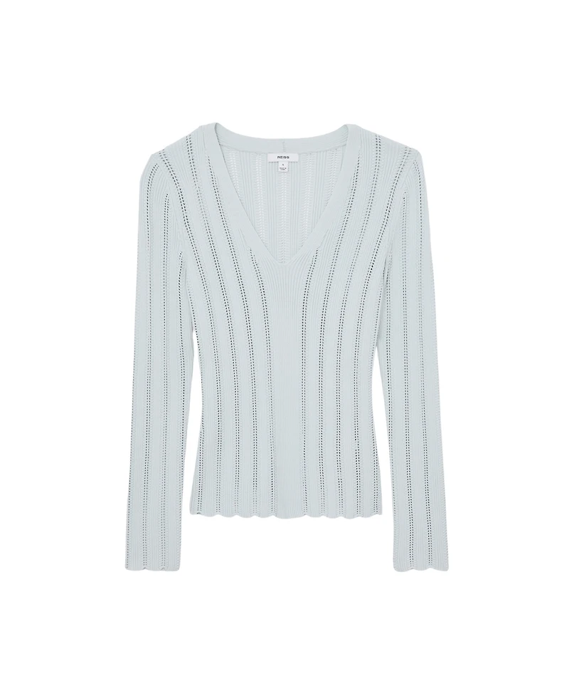 Reiss Women's Open-Stitch V-Neck Jumper