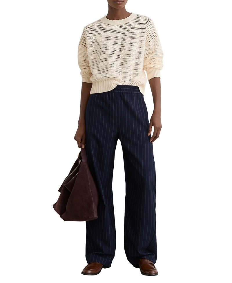Reiss Women's Cotton Open-Stitch Crewneck Jumper