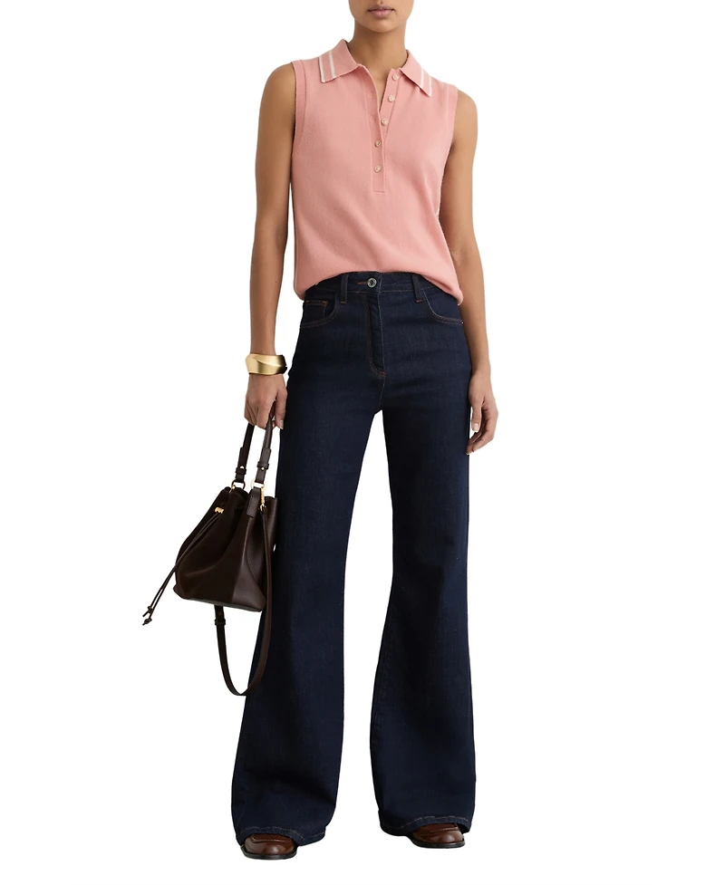 Reiss Women's Wool-Cashmere Sleeveless Polo Top