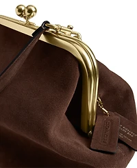 Coach Suede Kiss-Lock Small Frame Handbag