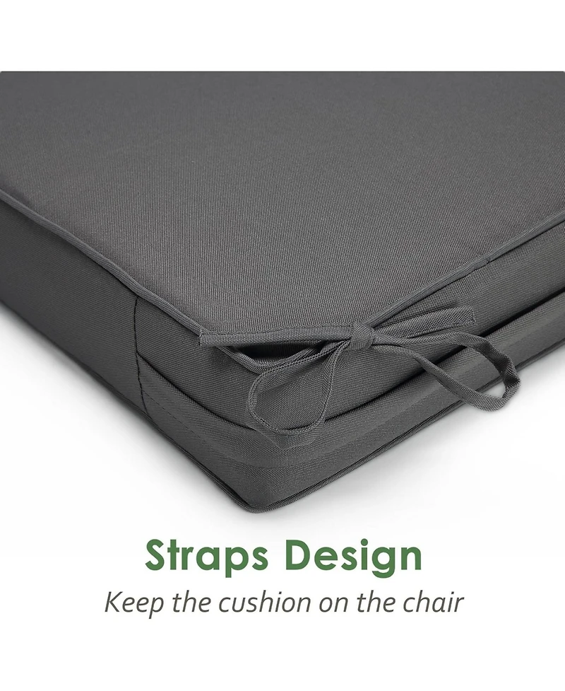 Waterproof Outdoor Chair Cushions Set of 2 - Thick 600D Oxford Foam Seat Pads with Ties for Garden Sofa or Patio, 22"x22"x4"