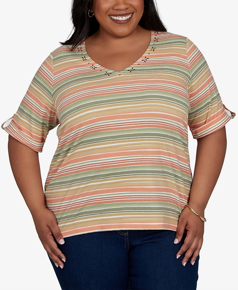Hearts Of Palm Plus Printed Short-Sleeve Top