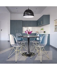 LeisureMod Cr2o Dining Chair Set of 2 Molded Acrylic with Gold Metal Eiffel Base and Curved Back Design Lightweight Accent Side Easy Assembly