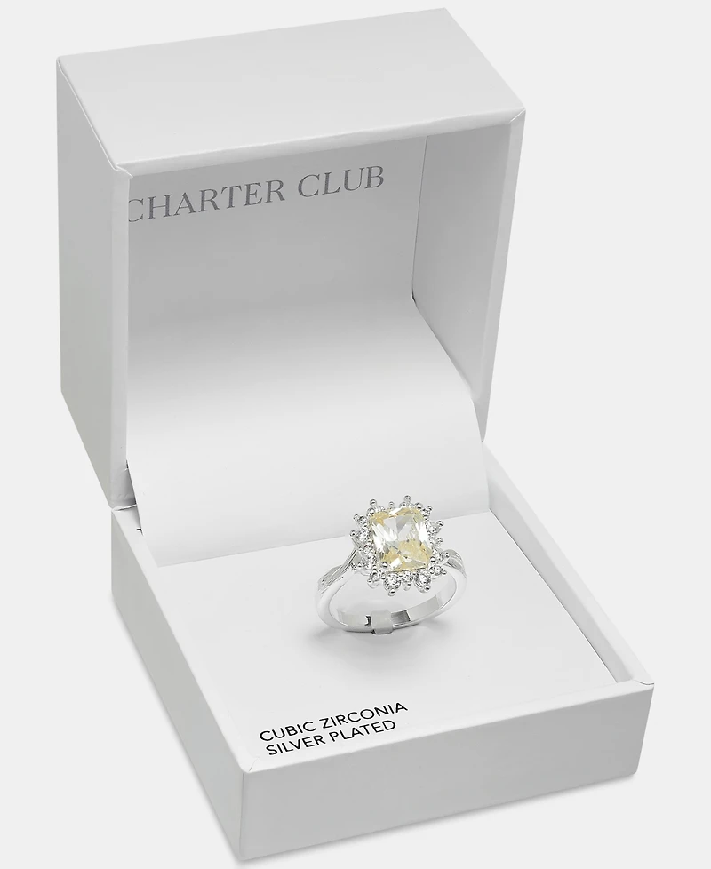 Charter Club Yellow Cubic Zirconia Emerald Ring, Macy's Exclusive
