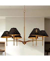Tribesigns 6-Light Chandelier with Matte Lampshade, 35" Farmhouse Height Adjustable Pendant Light Fixture