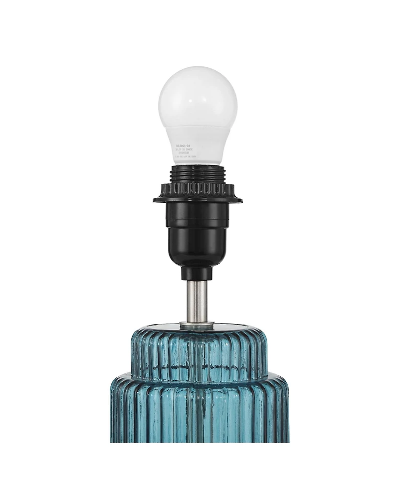 Possini Euro Design Possini Euro Alain 15"H Blue Fluted Glass Cordless Accent Table Lamp