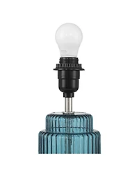 Possini Euro Design Possini Euro Alain 15"H Blue Fluted Glass Cordless Accent Table Lamp