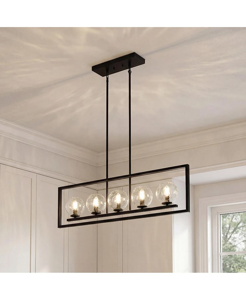 Tribesigns 5-Light Linear Kitchen Island Chandelier, Adjustable Pendant Light