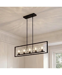 Tribesigns 5-Light Linear Kitchen Island Chandelier, Adjustable Pendant Light