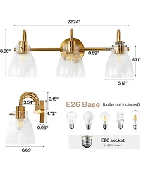 Tribesigns Bathroom Light Fixtures,3-Light Bathroom Vanity Lights Over Mirror with Clear Glass Shade, Vanity Light for Bedroom Living Room