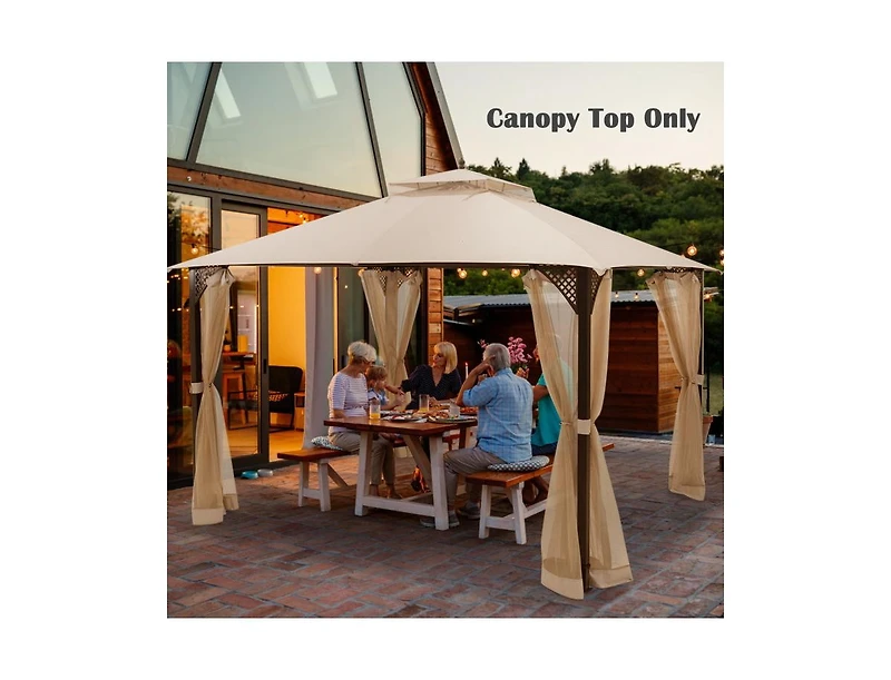Boyel Living 10 x 12 Feet Gazebo Replacement Top with Air Vent and Drainage Holes-Beige