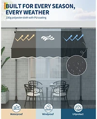 gaomon Outdoor Sunshade Shelter, Manual Patio Retractable Awning