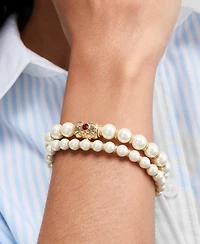Charter Club Glass and Faux Pearl Stretch Bracelet, Set of Two, Macy's Exclusive