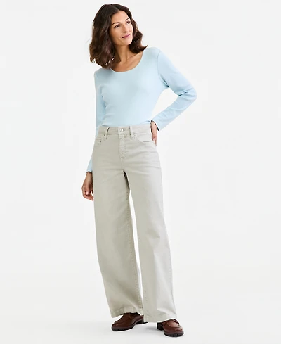 Style & Co Women's High-Waist Wide-Leg Cotton-Blend Pants, Macy's Exclusive