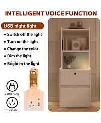 Rainsken Nightstand with Charging Station and Night Light