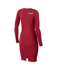 Wear by Erin Andrews Women's Red Tampa Bay Buccaneers Lace Up Long Sleeve Dress