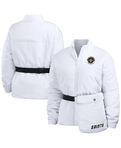 Wear by Erin Andrews Women's White New Orleans Saints Packaway Full-Zip Puffer Jacket
