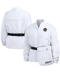 Wear by Erin Andrews Women's White New Orleans Saints Packaway Full-Zip Puffer Jacket