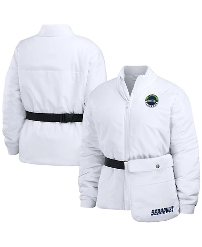 Wear by Erin Andrews Women's White Seattle Seahawks Packaway Full-Zip Puffer Jacket