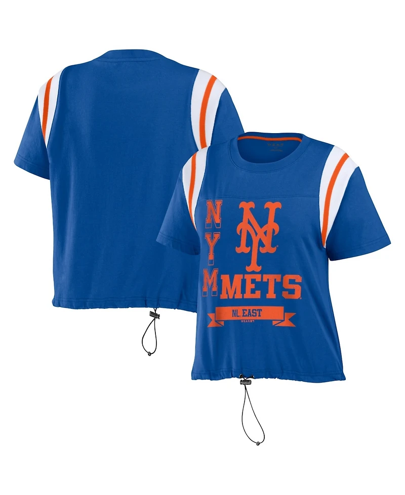 Wear by Erin Andrews Women's Royal New York Mets Cinched Color block T-Shirt