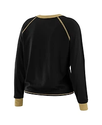 Wear by Erin Andrews Women's Black New Orleans Saints Tie-Front Long Sleeve T-Shirt