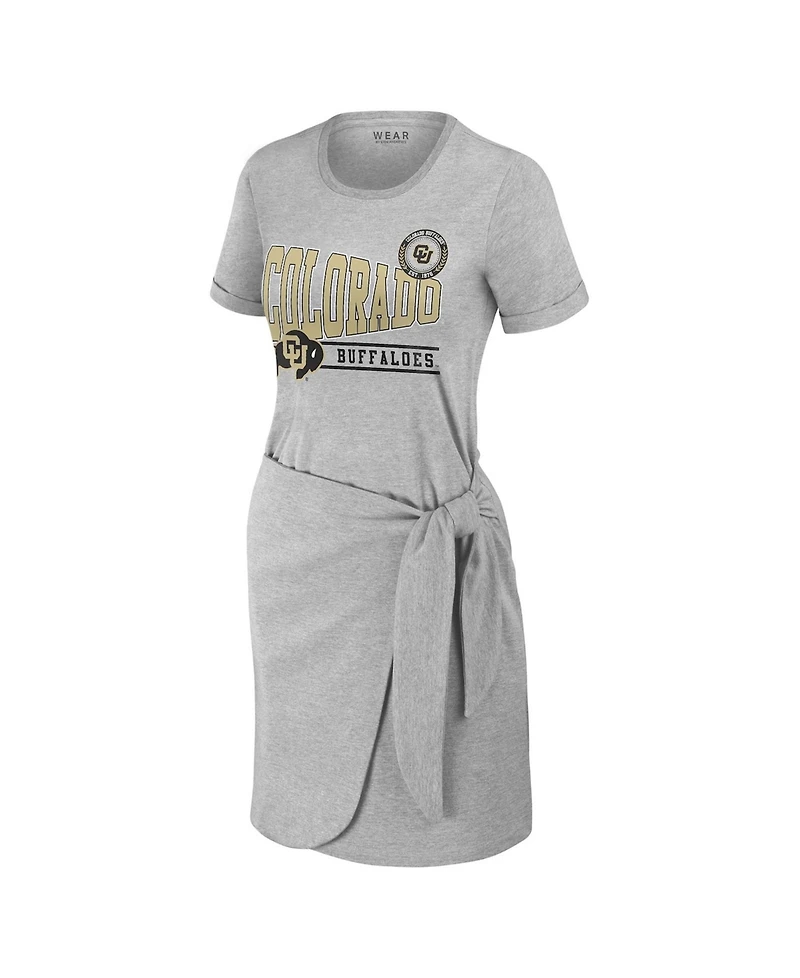 Wear by Erin Andrews Women's Heather Gray Colorado Buffaloes Knotted T-Shirt Dress