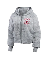 Wear by Erin Andrews Women's Heather Gray Chicago Bulls Speckled Radiator Full-Zip Hoodie