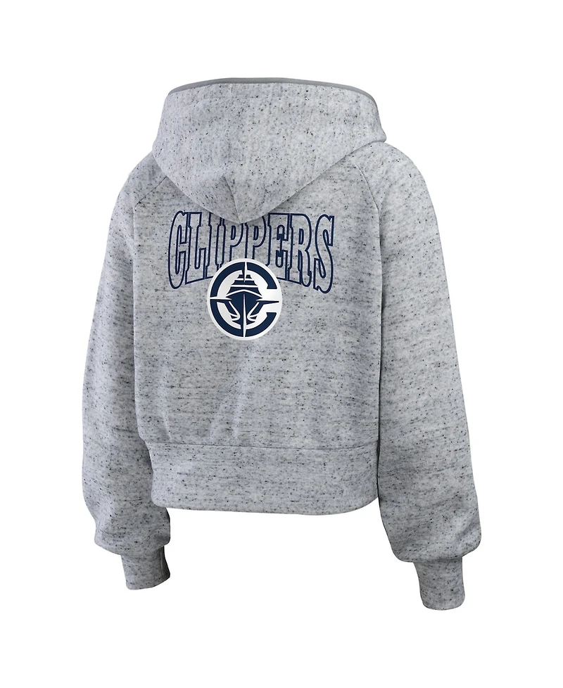 Wear by Erin Andrews Women's Heather Gray La Clippers Speckled Radiator Full-Zip Hoodie