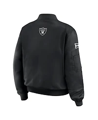 Wear by Erin Andrews Women's Black Las Vegas Raiders Patch Full-Zip Bomber Jacket