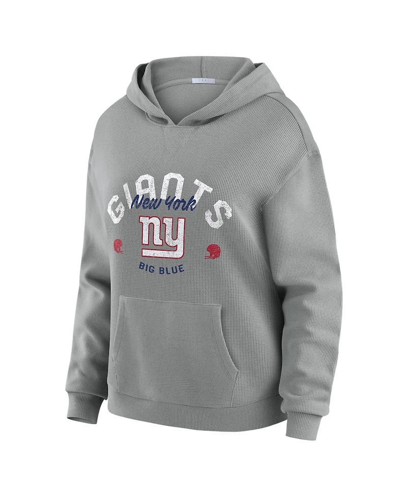 Wear by Erin Andrews Women's 2-Piece Gray New York Giants Waffle-Knit Long Sleeve Hooded Shirt & Pants Lounge Set