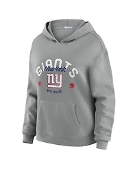 Wear by Erin Andrews Women's 2-Piece Gray New York Giants Waffle-Knit Long Sleeve Hooded Shirt & Pants Lounge Set