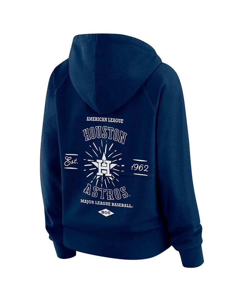 Wear by Erin Andrews Women's Navy Houston Astros Vintage Full-Zip Raglan Hoodie