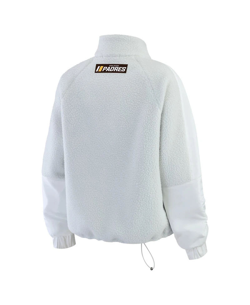 Wear by Erin Andrews Women's Gray San Diego Padres Polar Fleece Quarter-Zip Jacket