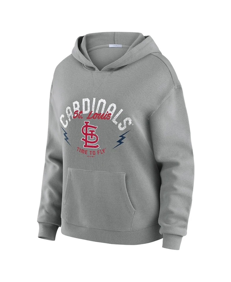 Wear by Erin Andrews Women's 2-Piece Gray St. Louis Cardinals Waffle-Knit Long-Sleeve Hoodie & Lounge Pant Set
