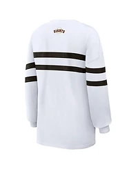 Wear by Erin Andrews Women's White San Francisco Giants Oversized Long Sleeve Striped T-Shirt