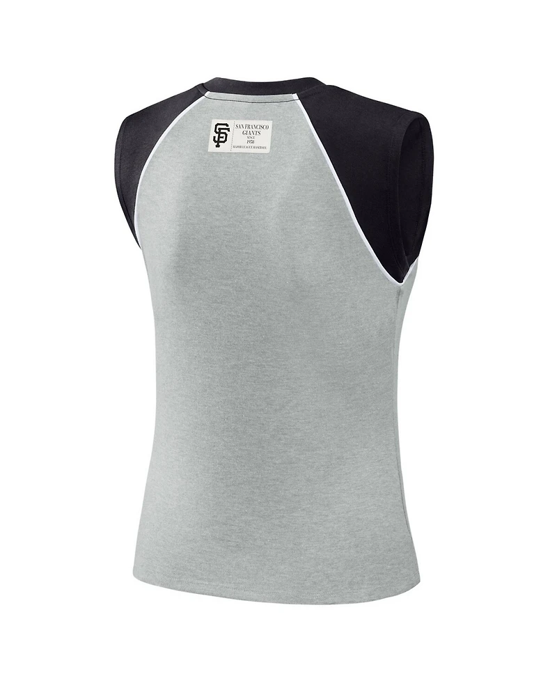 Wear by Erin Andrews Women's Heather Gray San Francisco Giants Cropped Raglan Tank Top