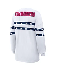 Wear by Erin Andrews Women's White Washington Commanders Americana Stripe Long Sleeve T-Shirt