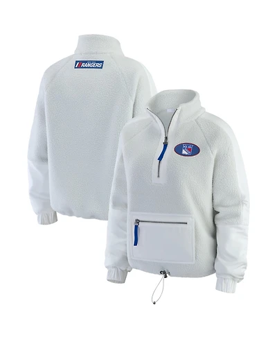 Wear by Erin Andrews Women's Gray New York Rangers Polar Fleece Quarter-Zip Jacket
