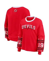 Wear by Erin Andrews Women's Red New Jersey Devils Long-Sleeve Sport T-Shirt
