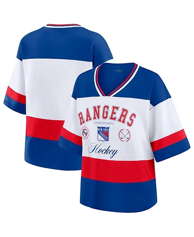 Wear by Erin Andrews Women's Blue/White New York Rangers Jersey Style T-Shirt